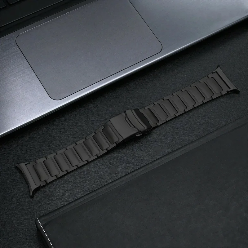 Watch Strap for Samsung Galaxy Watch8 44mm / 40mm / Watch8 Classic 46mm Titanium Alloy Band with Safety Buckle - Black