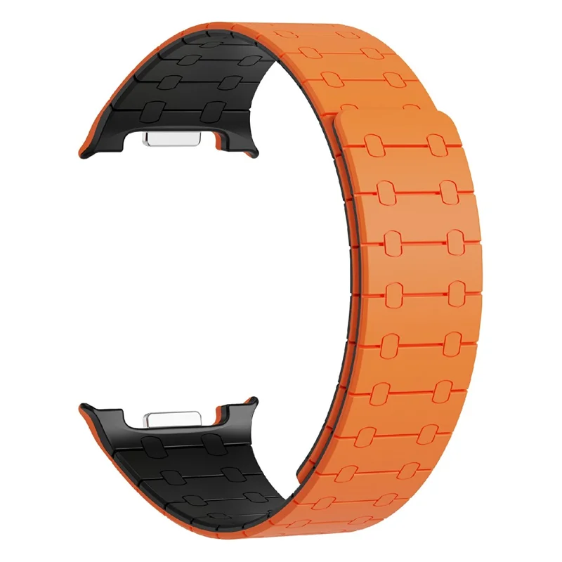 Cinturino in silicone per Samsung Galaxy Watch8 44mm / 40mm / Watch8 Classic 46mm Elegante cinturino per orologio magnetico - Arancione / Nero