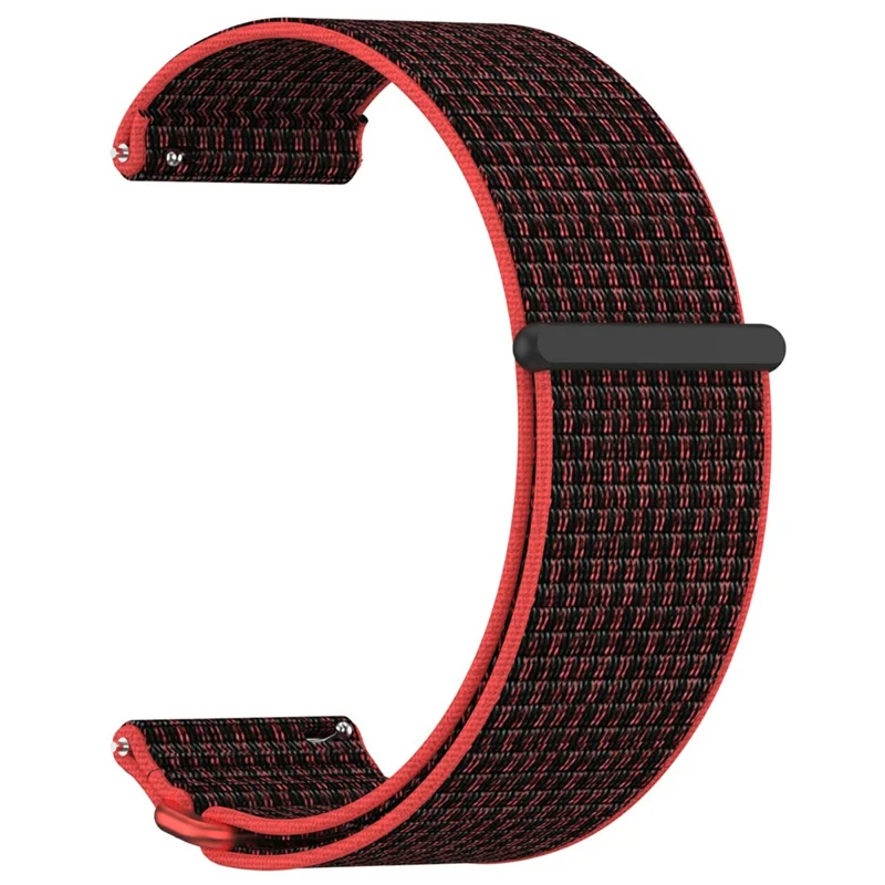 For Garmin Venu X1 Wrist Strap Magic Tape Nylon Loop Watch Band with Metal Ring - Red / Black