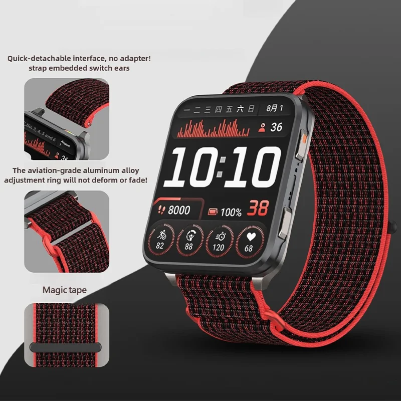 For Garmin Venu X1 Wrist Strap Magic Tape Nylon Loop Watch Band with Metal Ring - Camel
