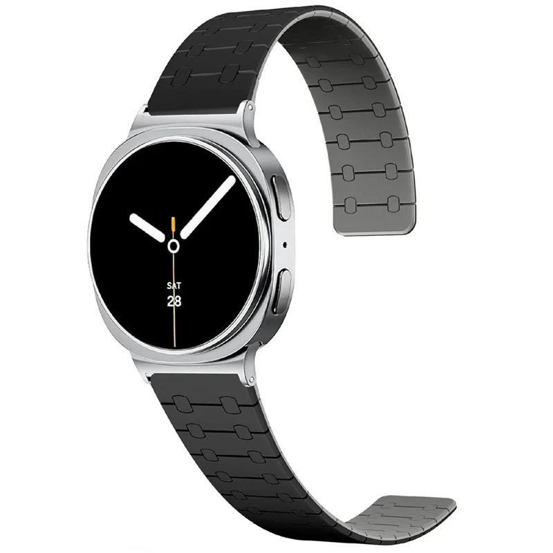 Magnetic Strap for Samsung Galaxy Watch8 44mm / 40mm / Watch8 Classic 46mm Stylish Silicone Watch Band - Black / Grey