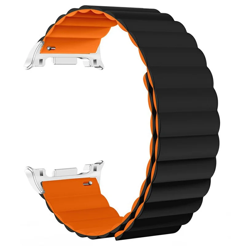 Silikonarmband für Samsung Galaxy Watch8 44mm / 40mm / Watch8 Classic 46mm Magnetisches Smartwatch-Band - Schwarz / Orange