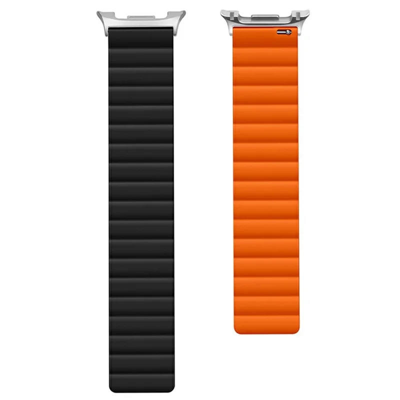 Silikonarmband für Samsung Galaxy Watch8 44mm / 40mm / Watch8 Classic 46mm Magnetisches Smartwatch-Band - Schwarz / Orange