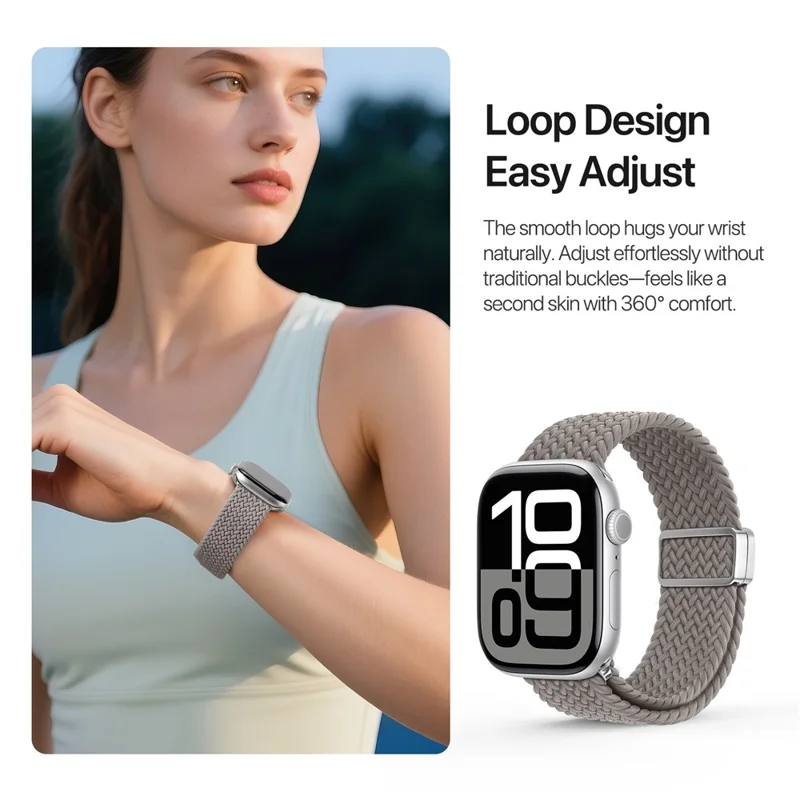 DUX DUCIS Ultra Series Watch Band For Apple Watch Series 10 9 8 7 SE 6 5 4 3 2 1 42mm 41mm 40mm 38mm Elastic Nylon Magnetic Strap - Clay