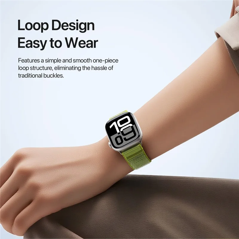 DUX DUCIS YE Series Watch Band For Apple Watch Series 10 9 8 7 SE 6 5 4 3 2 1 42mm 41mm 40mm 38mm Nylon Braided Loop Wrist Strap - Green