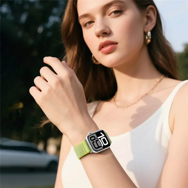 DUX DUCIS YE Series Watch Band For Apple Watch Series 10 9 8 7 SE 6 5 4 3 2 1 42mm 41mm 40mm 38mm Nylon Braided Loop Wrist Strap - Green