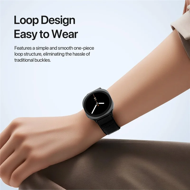 DUX DUCIS YE Series For Samsung Galaxy Watch8 40mm / 44mm / Watch8 Classic 46mm Watch Band Nylon Braided Loop Wrist Strap - Black