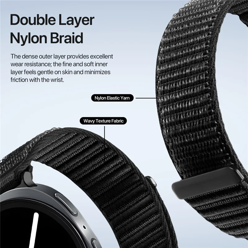 DUX DUCIS YE Series For Samsung Galaxy Watch8 40mm / 44mm / Watch8 Classic 46mm Watch Band Nylon Braided Loop Wrist Strap - Black