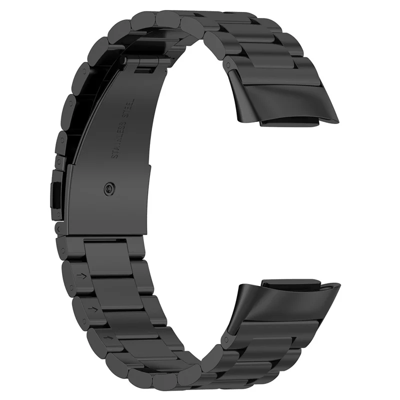 Watch Band for Fitbit Charge 6 / 5 Titanium Alloy 3-Bead Wrist Strap - Black