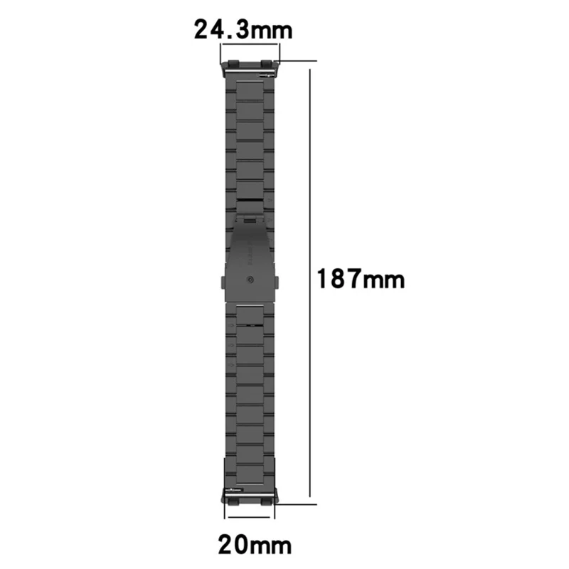 Cinturino per Oppo Watch 41mm in Lega di Titanio a 3 Maglie - Nero
