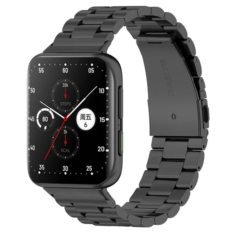 Bracelet de montre pour Oppo Watch 2 42mm en alliage de titane à 3 maillons - Noir