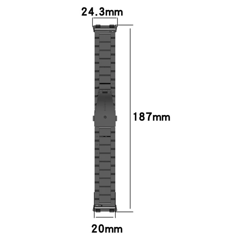 Bracelet de montre pour Oppo Watch 2 42mm en alliage de titane à 3 maillons - Noir