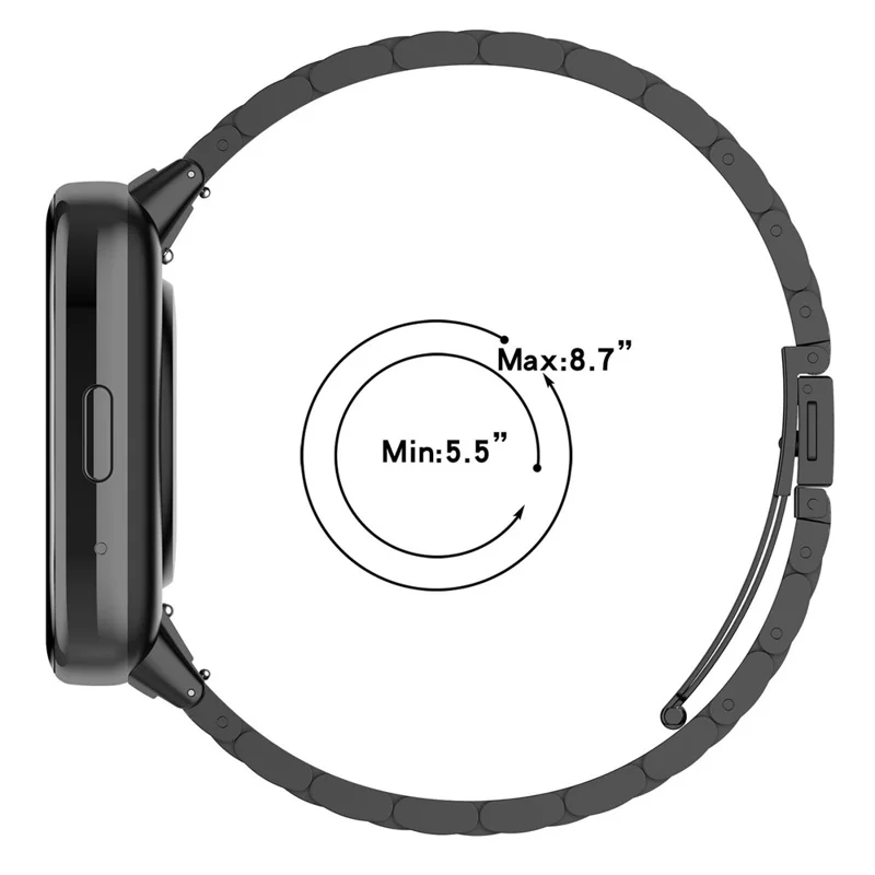 Cinturino per Xiaomi Redmi Watch 3 Active / 3 Lite in Lega di Titanio a 3 Maglie - Nero