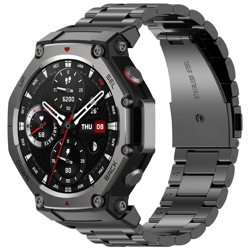 Cinturino per Huami Amazfit T-Rex 3 A2322 in Lega di Titanio a 3 Maglie - Nero