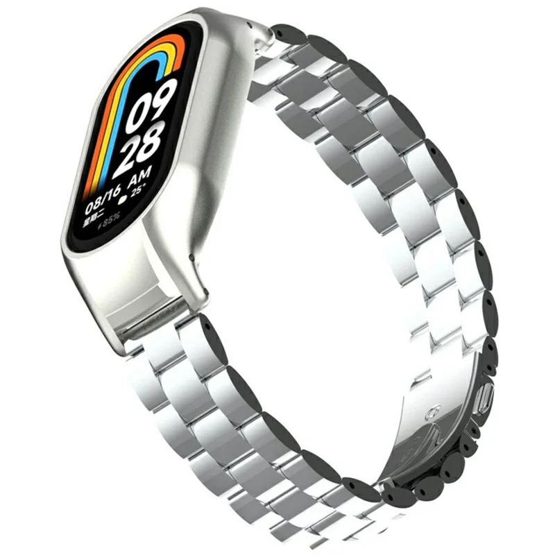 Cinturino per Xiaomi Smart Band 10 / 9 / 8 in Lega di Titanio a 3 Maglie - Argento
