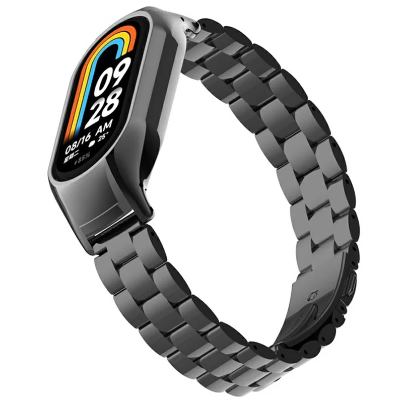 Watch Band for Xiaomi Smart Band 10 / 9 / 8 Titanium Alloy 3-Bead Wrist Strap - Black