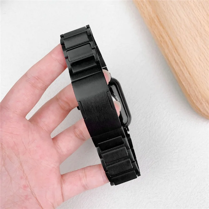 Watch Band For Apple Watch Series 10 Ultra 9 8 7 SE 6 5 4 3 2 1 46mm 49mm 45mm 44mm 42mm 3-Bead Stainless Steel Quick Release Strap - Black