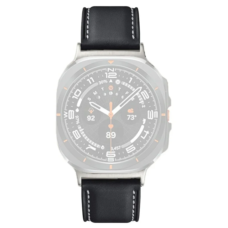 Para Samsung Galaxy Watch Ultra (2025) 47mm / Pulseira de Couro Genuíno de Vaca com Linha de Costura para Watch Ultra 47mm - Preto