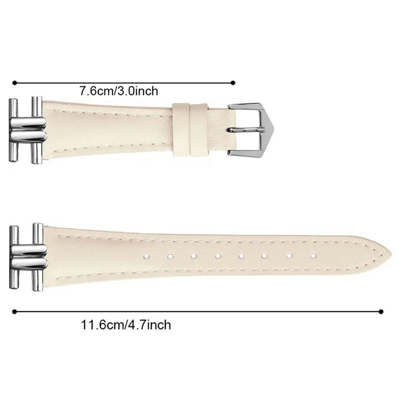 Pulseira para Samsung Galaxy Watch7 40mm 44mm / Watch6 Classic 43mm 47mm, Correia de Couro Genuíno de 20mm com Conector em Formato de H - Bege