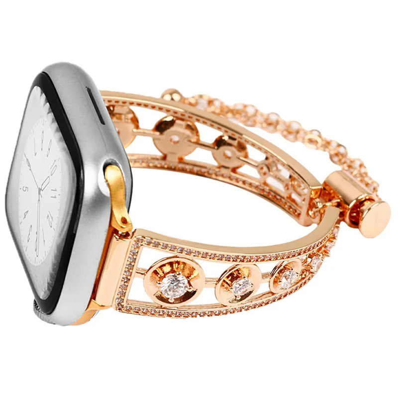 Cinturino per Orologio in Rame per Apple Watch Series 10 Ultra 9 8 7 SE 6 5 4 3 2 1 46mm 49mm 45mm 44mm 42mm con Decorazione in Zircone - Oro Rosa