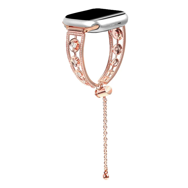 Cinturino per Orologio in Rame per Apple Watch Series 10 Ultra 9 8 7 SE 6 5 4 3 2 1 46mm 49mm 45mm 44mm 42mm con Decorazione in Zircone - Oro Rosa
