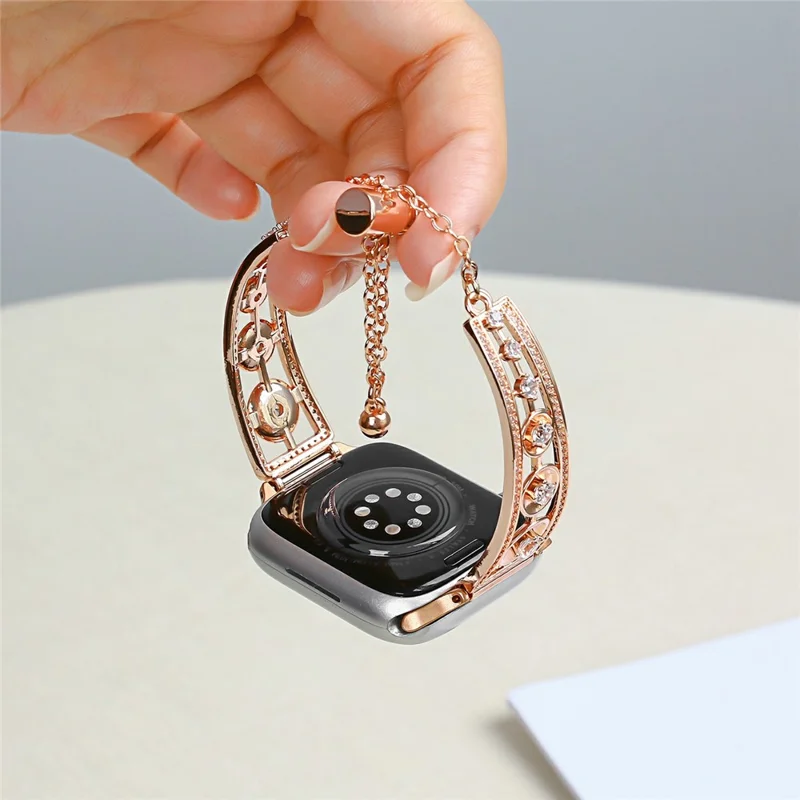 Cinturino per Orologio in Rame per Apple Watch Series 10 Ultra 9 8 7 SE 6 5 4 3 2 1 46mm 49mm 45mm 44mm 42mm con Decorazione in Zircone - Oro Rosa