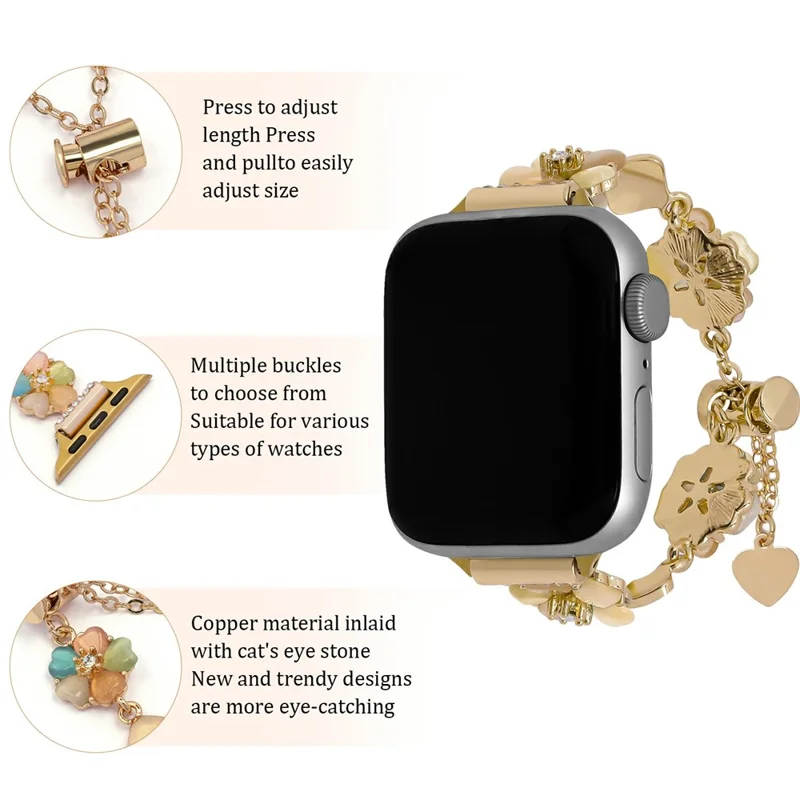 Cinturino in lega per Apple Watch Serie 10 9 8 7 SE 6 5 4 3 2 1 da 42mm 41mm 40mm 38mm - Oro / Oro