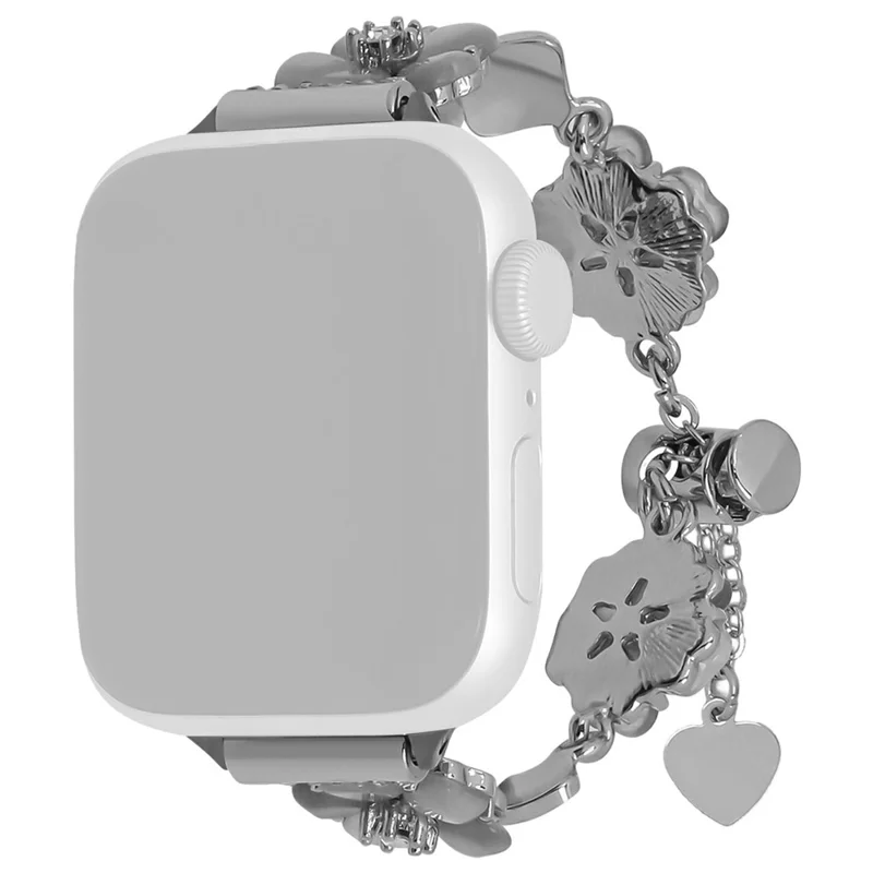 Clover Watch Band for Apple Watch Series 10 9 8 7 SE 6 5 4 3 2 1 42mm 41mm 40mm 38mm Alloy Chain Strap Wristlet - Silver / Silver