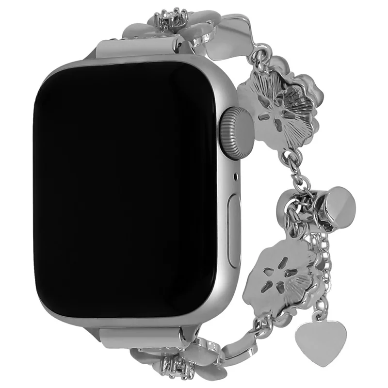 Clover Watch Band for Apple Watch Series 10 9 8 7 SE 6 5 4 3 2 1 42mm 41mm 40mm 38mm Alloy Chain Strap Wristlet - Silver / Silver