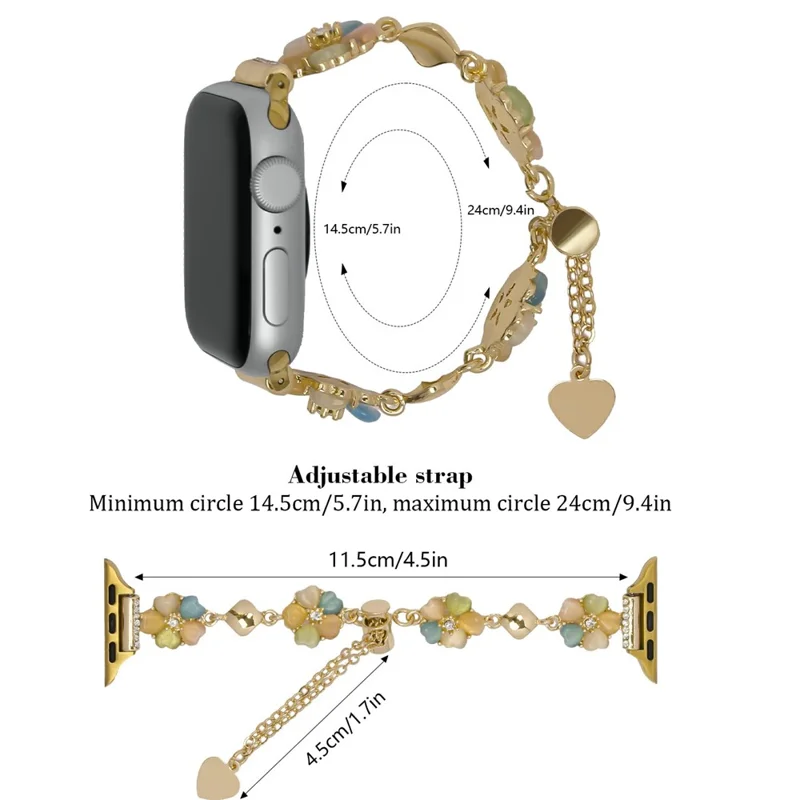 Clover Armband für Apple Watch Series 10 Ultra 9 8 7 SE 6 5 4 3 2 1 46mm 49mm 45mm 44mm 42mm Legierung Kette Armband - Gold / Gold