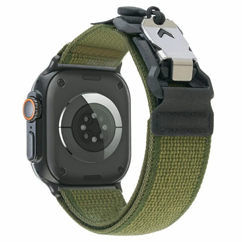 LEMONDA Armband Für Apple Watch Series 10 Ultra 9 8 7 SE 6 5 4 3 2 1 46mm 49mm 45mm 44mm 42mm Nylon Armband mit FIDLOCK Magnetschnalle - Grün