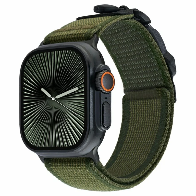 LEMONDA Armband Für Apple Watch Series 10 Ultra 9 8 7 SE 6 5 4 3 2 1 46mm 49mm 45mm 44mm 42mm Nylon Armband mit FIDLOCK Magnetschnalle - Grün