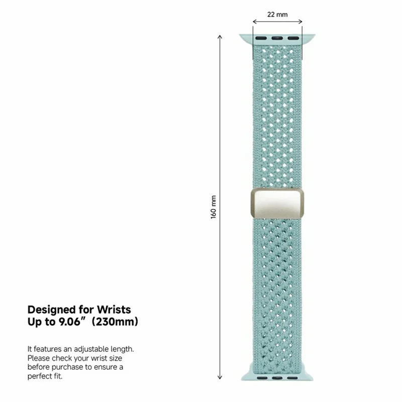 LEMONDA Watch Band For Apple Watch Series 10 9 8 7 SE 6 5 4 3 2 1 42mm 41mm 40mm 38mm Breathable Woven Nylon Strap - Mint Green