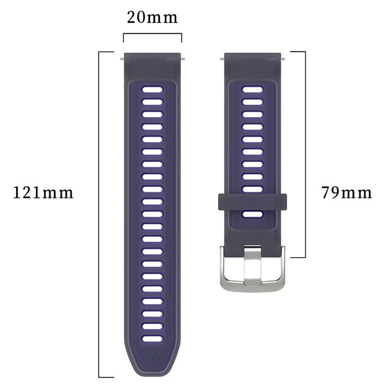 20mm Watch Band for Garmin Forerunner 570 42mm  /  Samsung Galaxy Watch7 44mm  /  40mm Transparent Silicone Wrist Strap - Purple