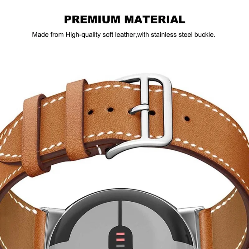 Correa de cuero genuino de vaca ajustable para Google Pixel Watch 3 41mm / Watch 2 / Watch - Marrón