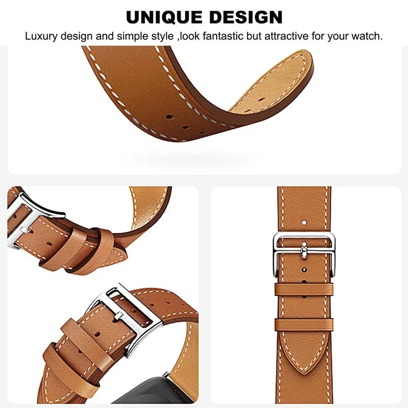 For Google Pixel Watch 3 45mm Watch Band Genuine Cow Leather Wrist Strap - Brown