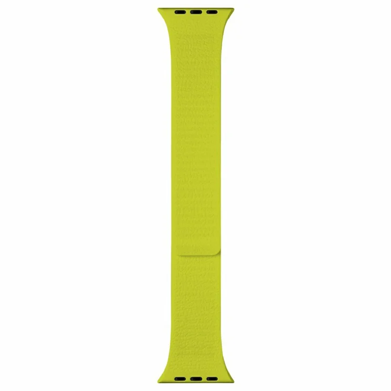 LEMONDA Magnetic Strap for Apple Watch Series 10 9 8 7 SE 6 5 4 3 2 1 42mm 41mm 40mm 38mm Litchi Texture Silicone Watch Band - Fluorescent Green