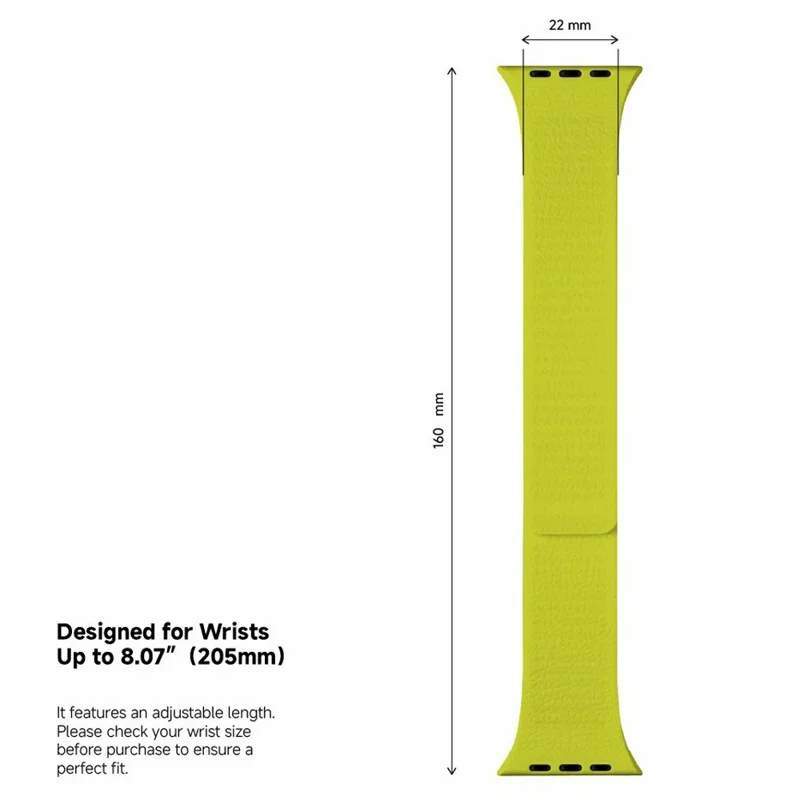 LEMONDA Magnetic Strap for Apple Watch Series 10 Ultra 9 8 7 SE 6 5 4 3 2 1 46mm 49mm 45mm 44mm Litchi Texture Silicone Watch Band - Fluorescent Green