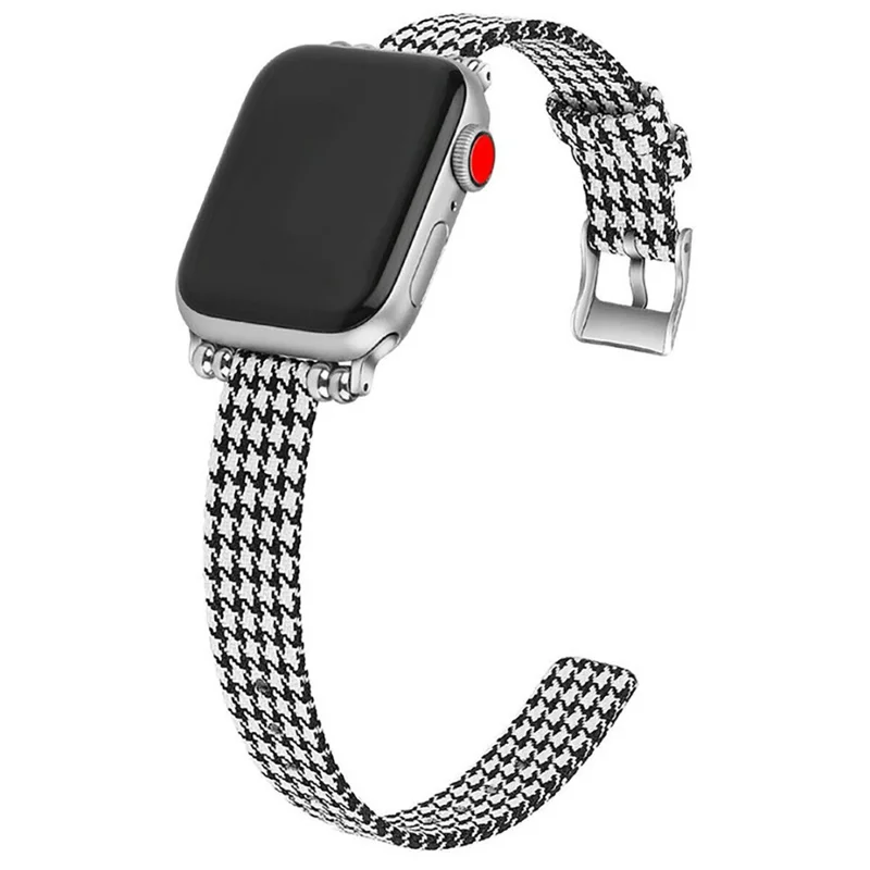 Pulseira de Tecido de Lona para Apple Watch Series 10 Ultra 9 8 7 SE 6 5 4 3 2 1 46mm 49mm 45mm 44mm 42mm Banda Ajustável - Preto / Branco