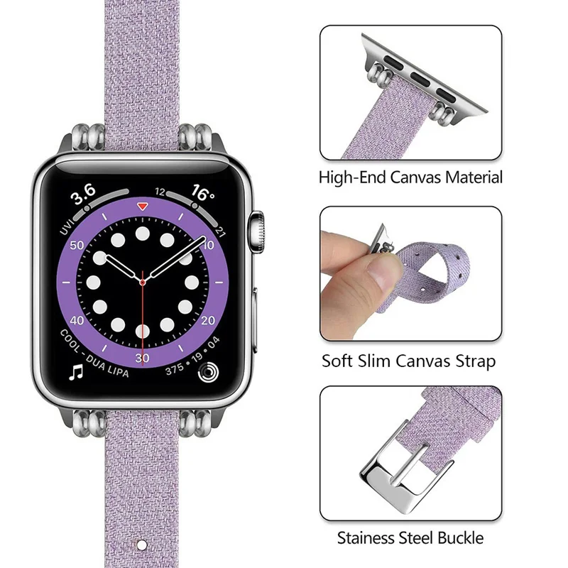 Pulseira de Tecido de Lona para Apple Watch Series 10 Ultra 9 8 7 SE 6 5 4 3 2 1 46mm 49mm 45mm 44mm 42mm Banda Ajustável - Preto / Branco