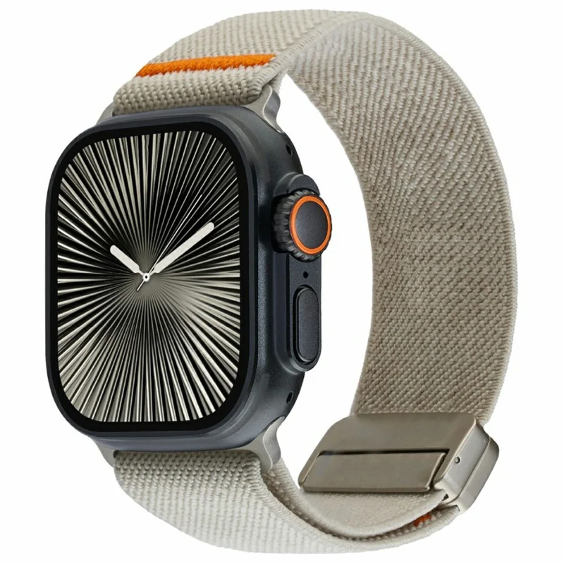 LEMONDA Watch Band For Apple Watch Series 10 Ultra 9 8 7 SE 6 5 4 3 2 1 46mm 49mm 45mm 44mm Stretch Woven Nylon Strap - Starlight