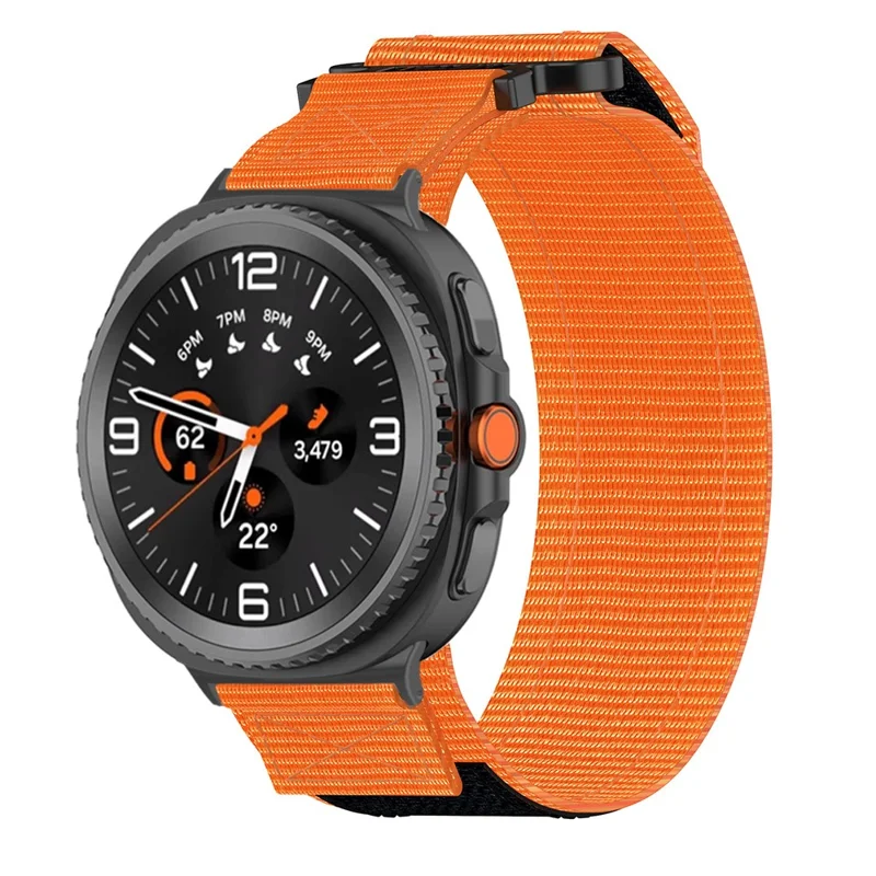 Cinturino per Samsung Galaxy Watch8 Classic 46mm / Watch8 44mm / 40mm Cinghia in Nylon con Nastro Magico - Arancione