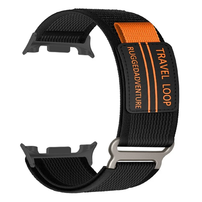 Nylon Strap for Samsung Galaxy Watch8 Classic 46mm / Watch8 44mm / 40mm Magic Tape Watch Band with Metal Buckle - Black