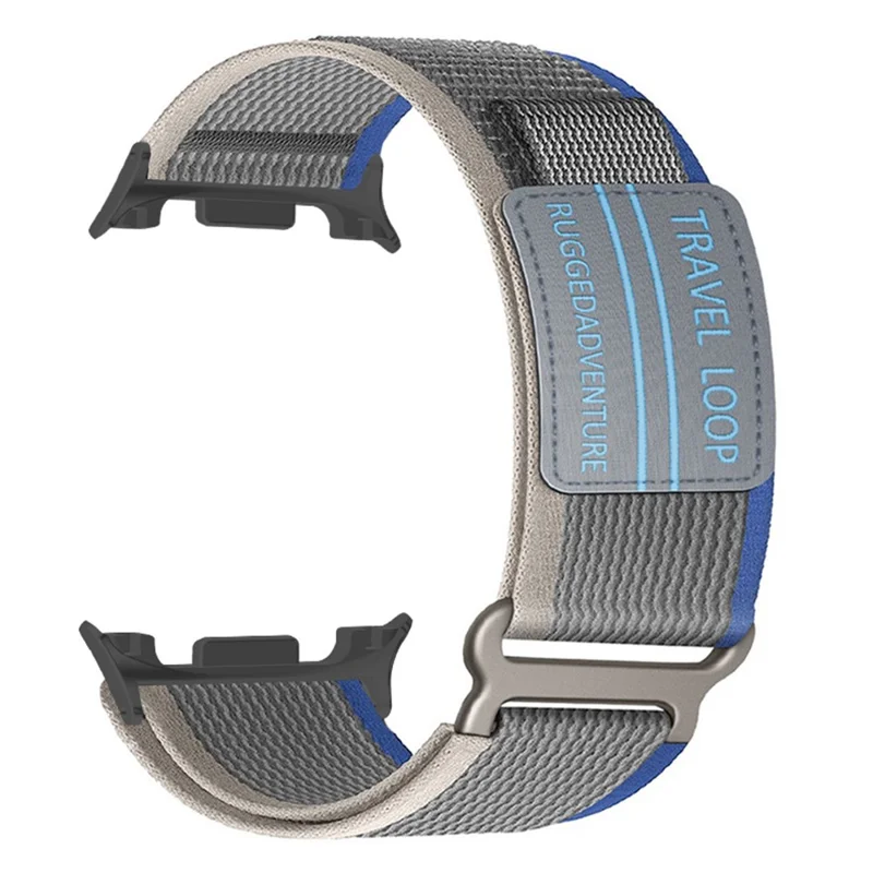 Nylon Strap for Samsung Galaxy Watch8 Classic 46mm / Watch8 44mm / 40mm Magic Tape Watch Band with Metal Buckle - Blue / Grey