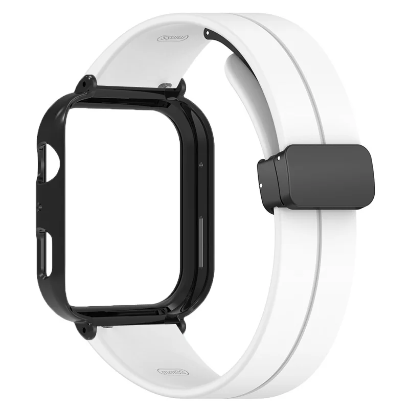 Für Huawei Watch Fit 4 Magnetschnalle Armband Silikon Riemen mit schwarzer PC-Uhrgehäuse - Weiß