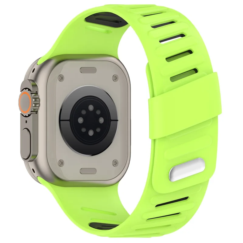 Silicone Watch Strap for Apple Watch Series 10 Ultra 9 8 7 SE 6 5 4 3 2 1 46mm 49mm 45mm 44mm 42mm Dual Color Wrist Band - Fluorescent Green / Black