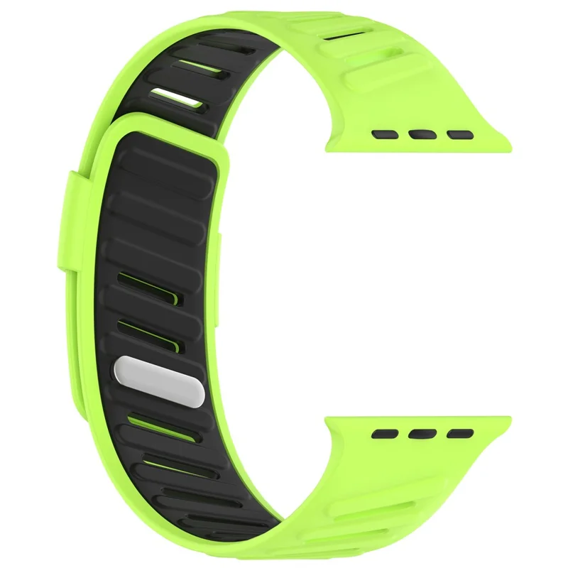 Silicone Watch Strap for Apple Watch Series 10 Ultra 9 8 7 SE 6 5 4 3 2 1 46mm 49mm 45mm 44mm 42mm Dual Color Wrist Band - Fluorescent Green / Black