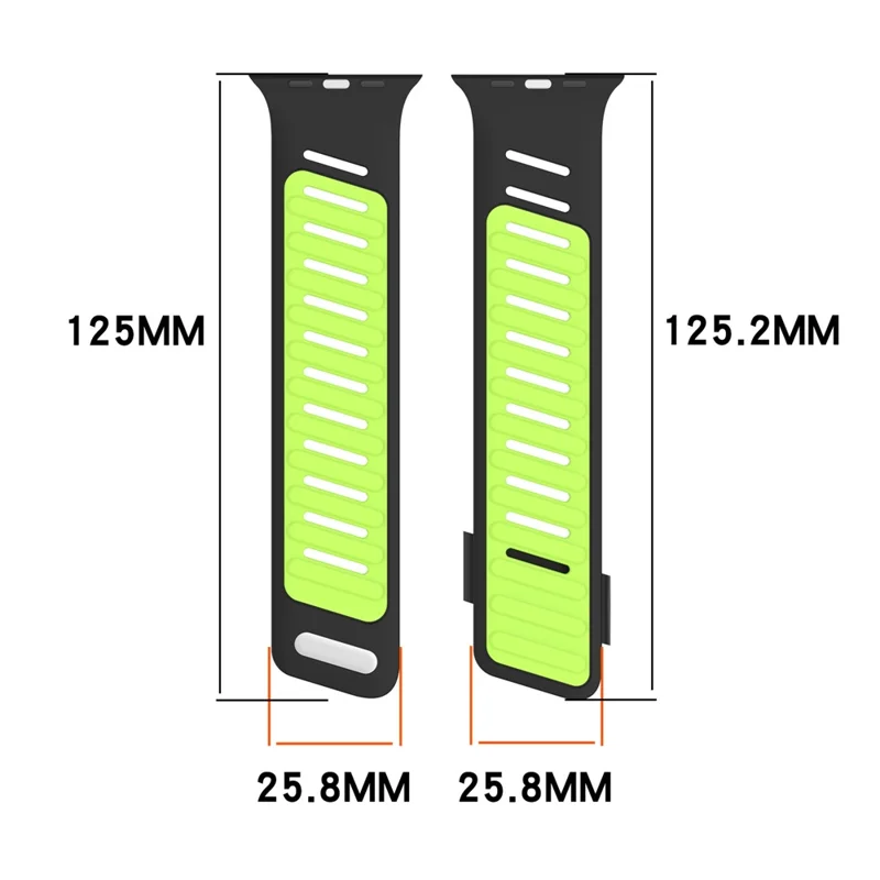 Silicone Watch Strap for Apple Watch Series 10 Ultra 9 8 7 SE 6 5 4 3 2 1 46mm 49mm 45mm 44mm 42mm Dual Color Wrist Band - Fluorescent Green / Black