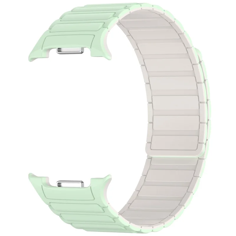 Magnetic Silicone Strap for Samsung Galaxy Watch8 44mm / 40mm / Watch8 Classic 46mm Adjustable Watch Band - Mint Green / Starlight