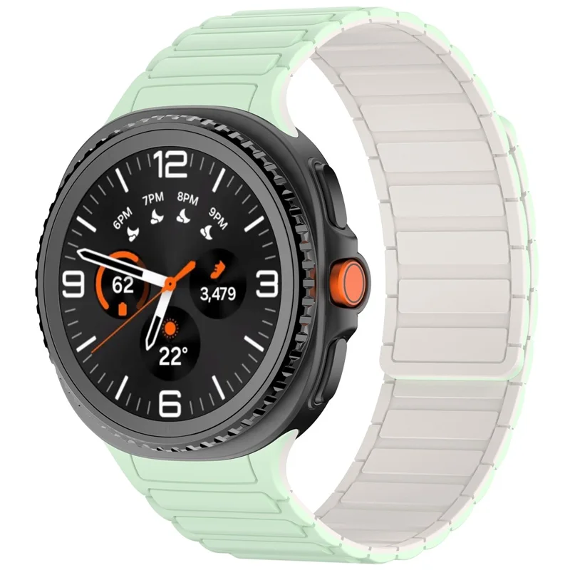 Magnetic Silicone Strap for Samsung Galaxy Watch8 44mm / 40mm / Watch8 Classic 46mm Adjustable Watch Band - Mint Green / Starlight